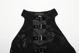 Captivating Halter Dress with Gothic Velvet Rose Design