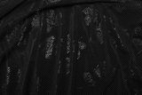 Captivating Halter Dress with Gothic Velvet Rose Design