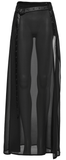 Chic Belted Maxi Skirt in Sheer Black Chiffon