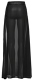 Chic Belted Maxi Skirt in Sheer Black Chiffon