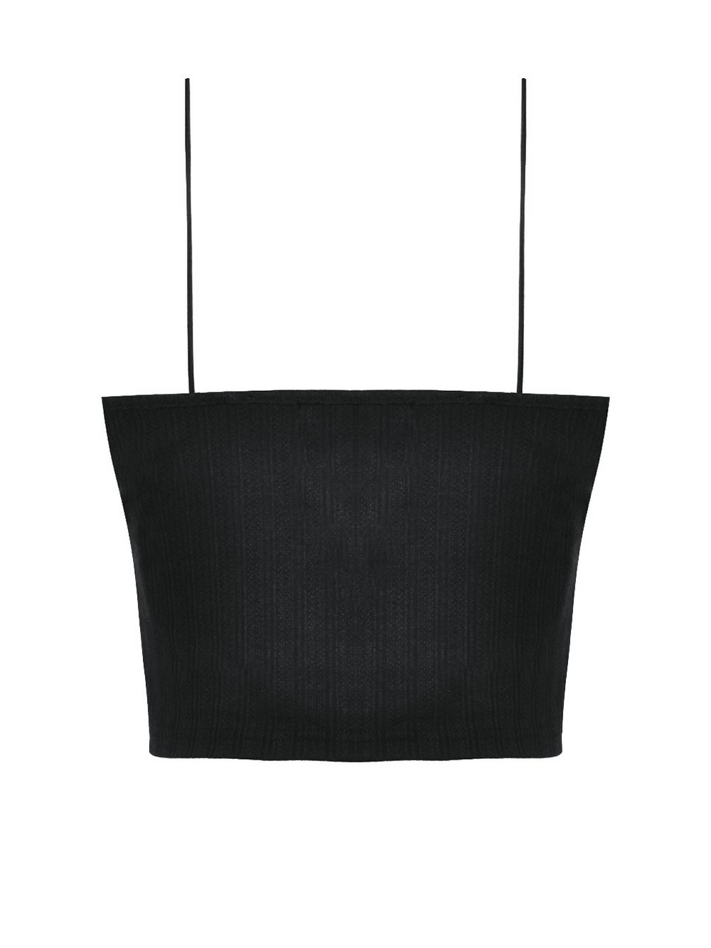 Chic Black Camisole Top with Lace Trim and Ribbed Detail