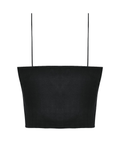 Chic Black Camisole Top with Lace Trim and Ribbed Detail
