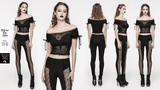 Chic Black Sheer Lace Women's Off-Shoulder Top