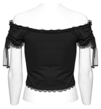 Chic Black Sheer Lace Women's Off-Shoulder Top