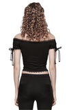 Chic Black Sheer Lace Women's Off-Shoulder Top
