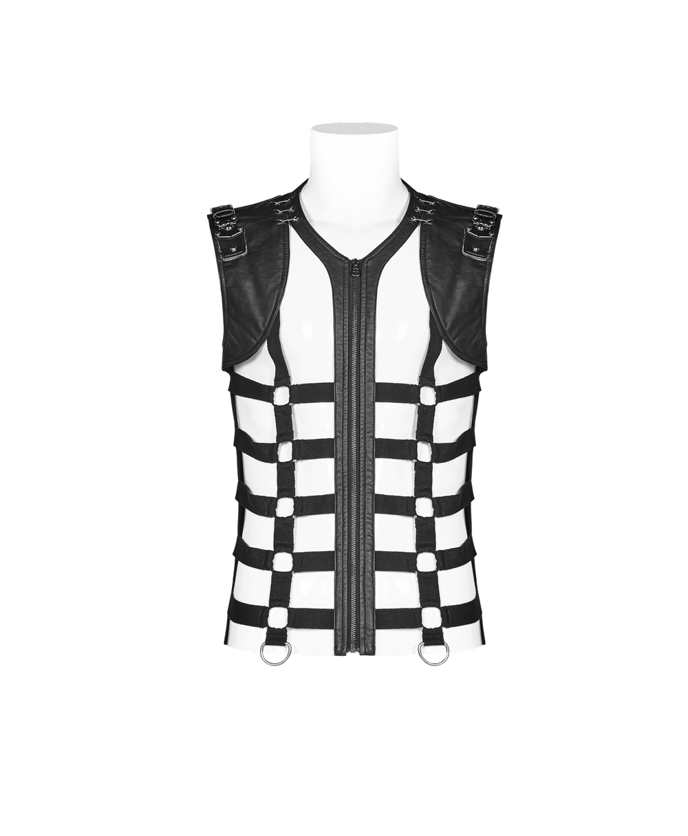 Chic Black Skeleton Vest with Stylish Punk Detail