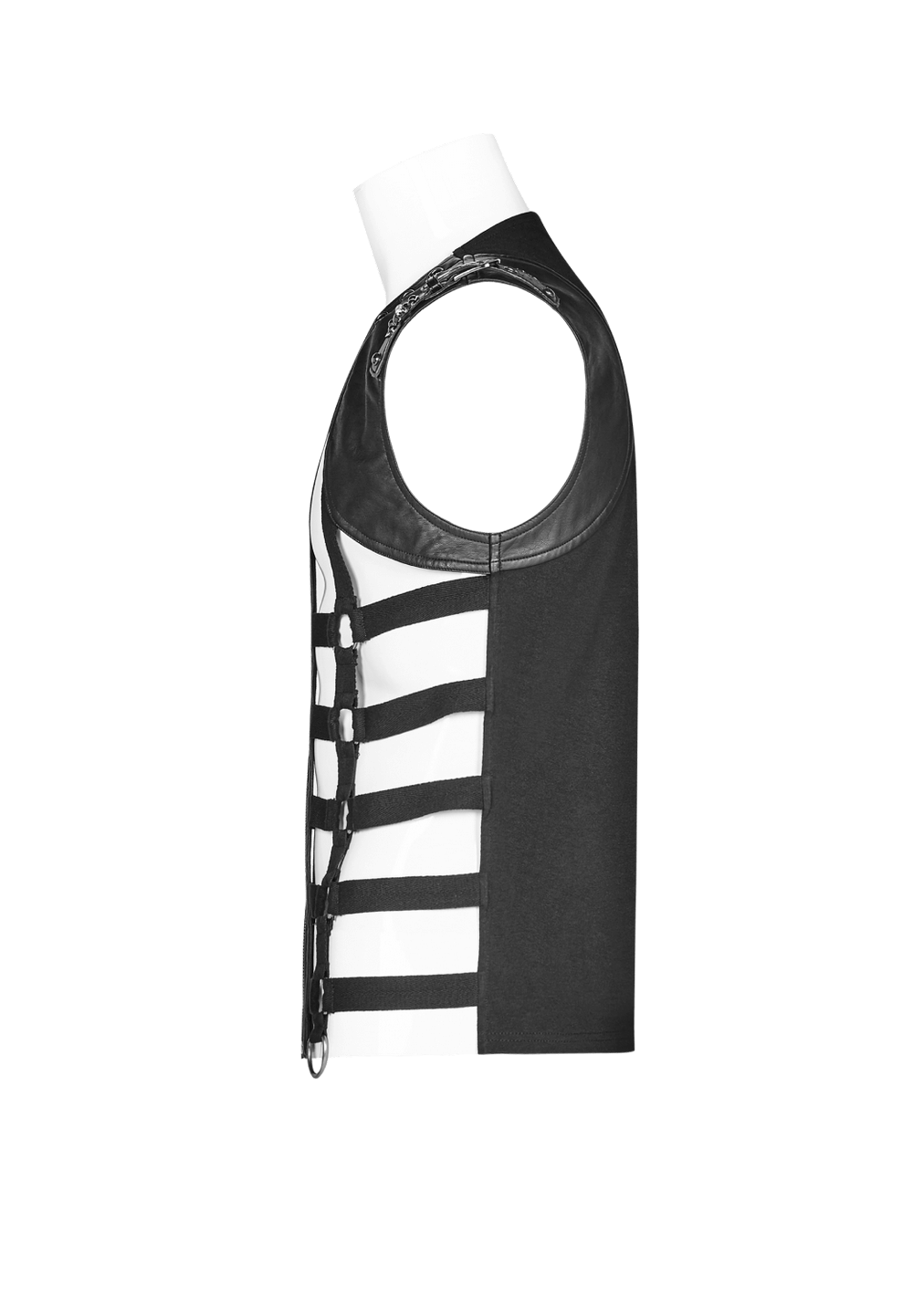 Chic Black Skeleton Vest with Stylish Punk Detail