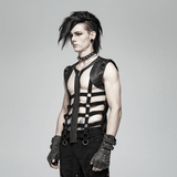 Chic Black Skeleton Vest with Stylish Punk Detail