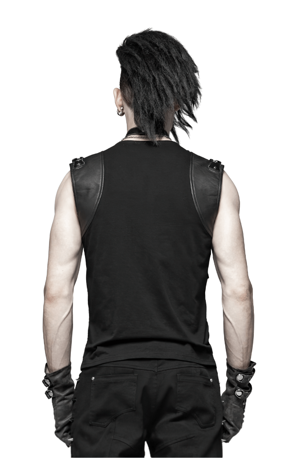 Chic Black Skeleton Vest with Stylish Punk Detail