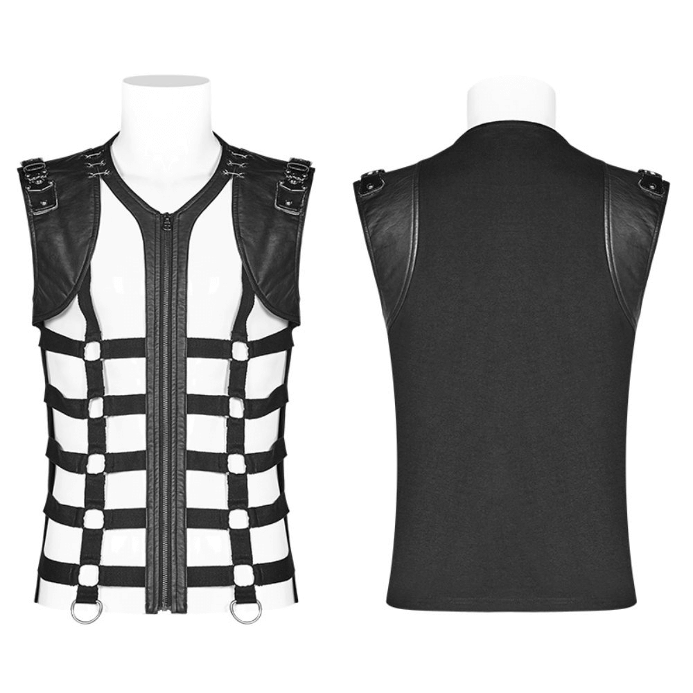 Chic Black Skeleton Vest with Stylish Punk Detail