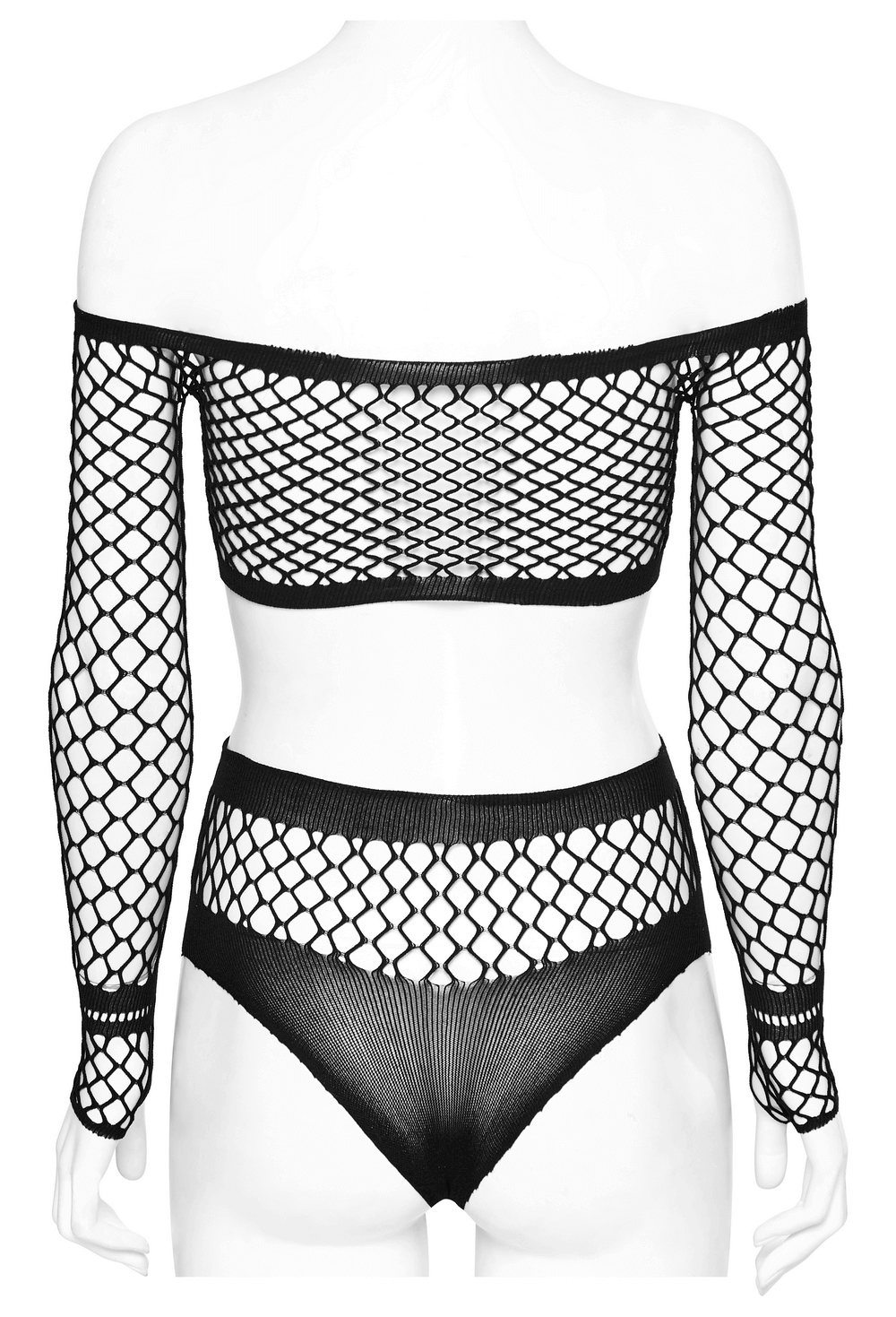 Chic Fishnet Off-Shoulder Top and Bikini Combination