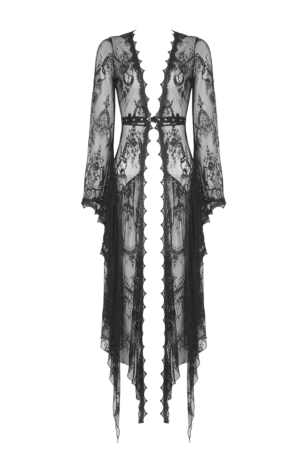 Chic Flare-Sleeve Long Lace Cape for Elegant Women