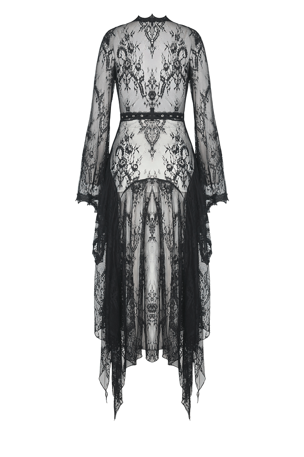 Chic Flare-Sleeve Long Lace Cape for Elegant Women