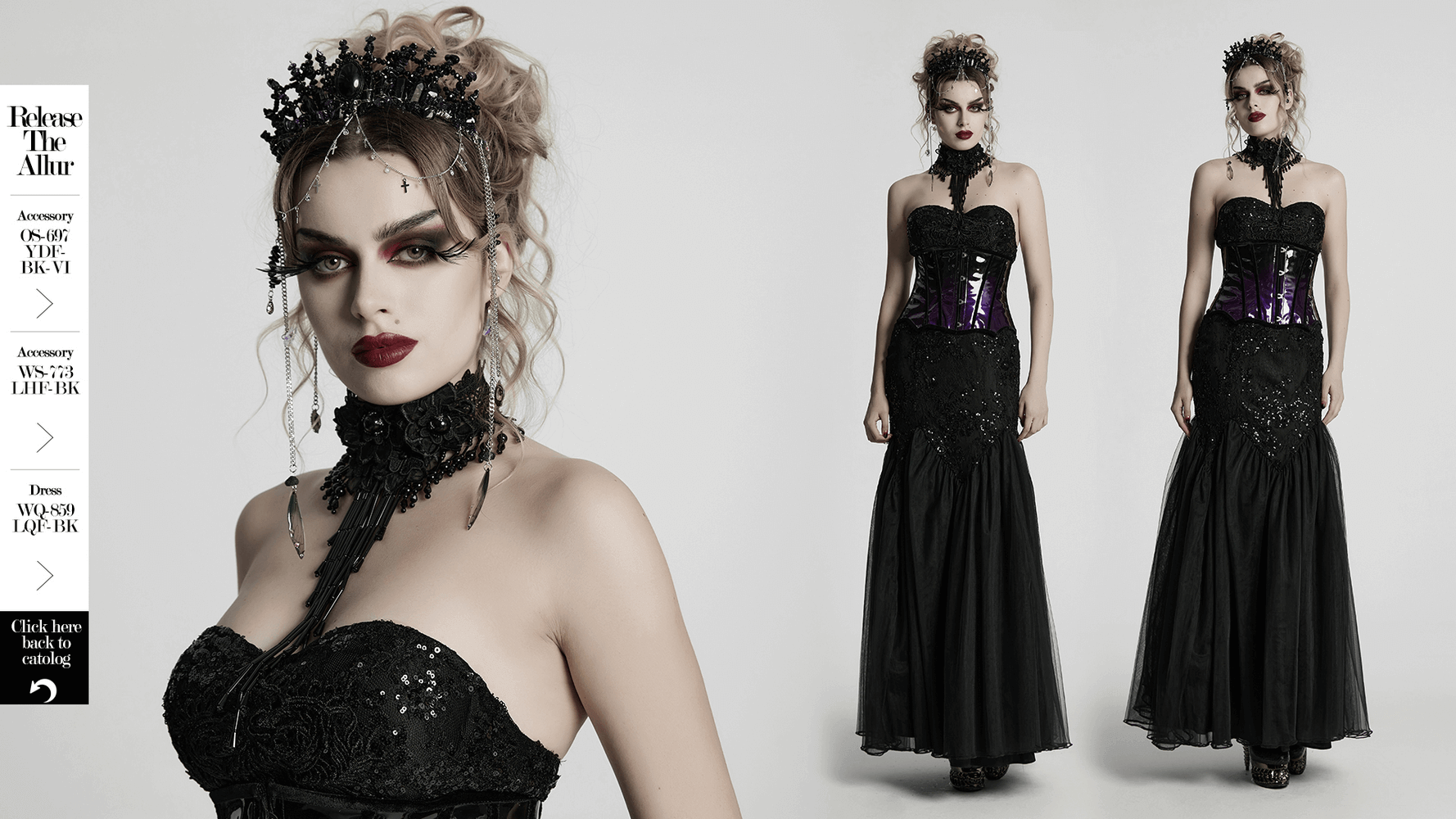 Chic Gothic Black Crystal Headband Featuring Tassel Accents