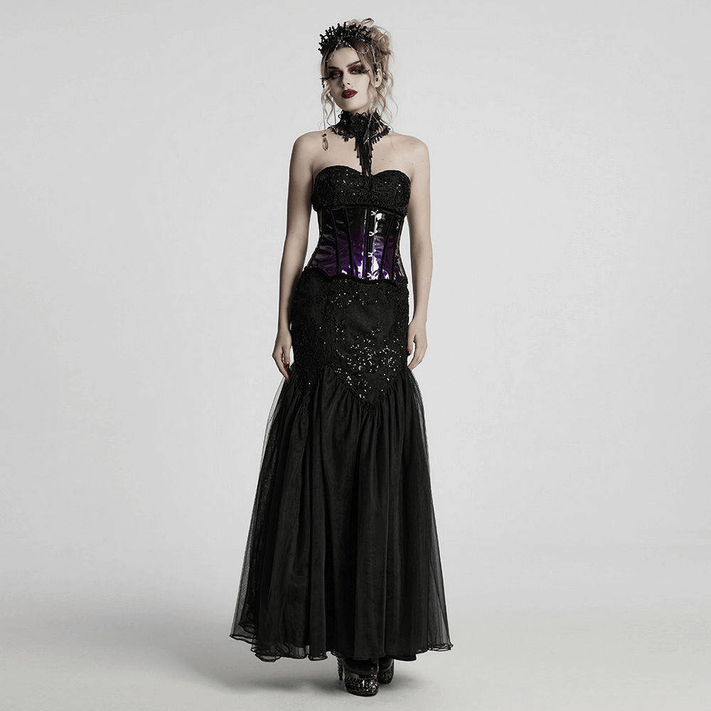 Chic Gothic Black Crystal Headband Featuring Tassel Accents