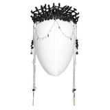 Chic Gothic Black Crystal Headband Featuring Tassel Accents