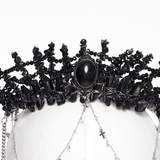 Chic Gothic Black Crystal Headband Featuring Tassel Accents