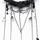 Chic Gothic Black Crystal Headband Featuring Tassel Accents