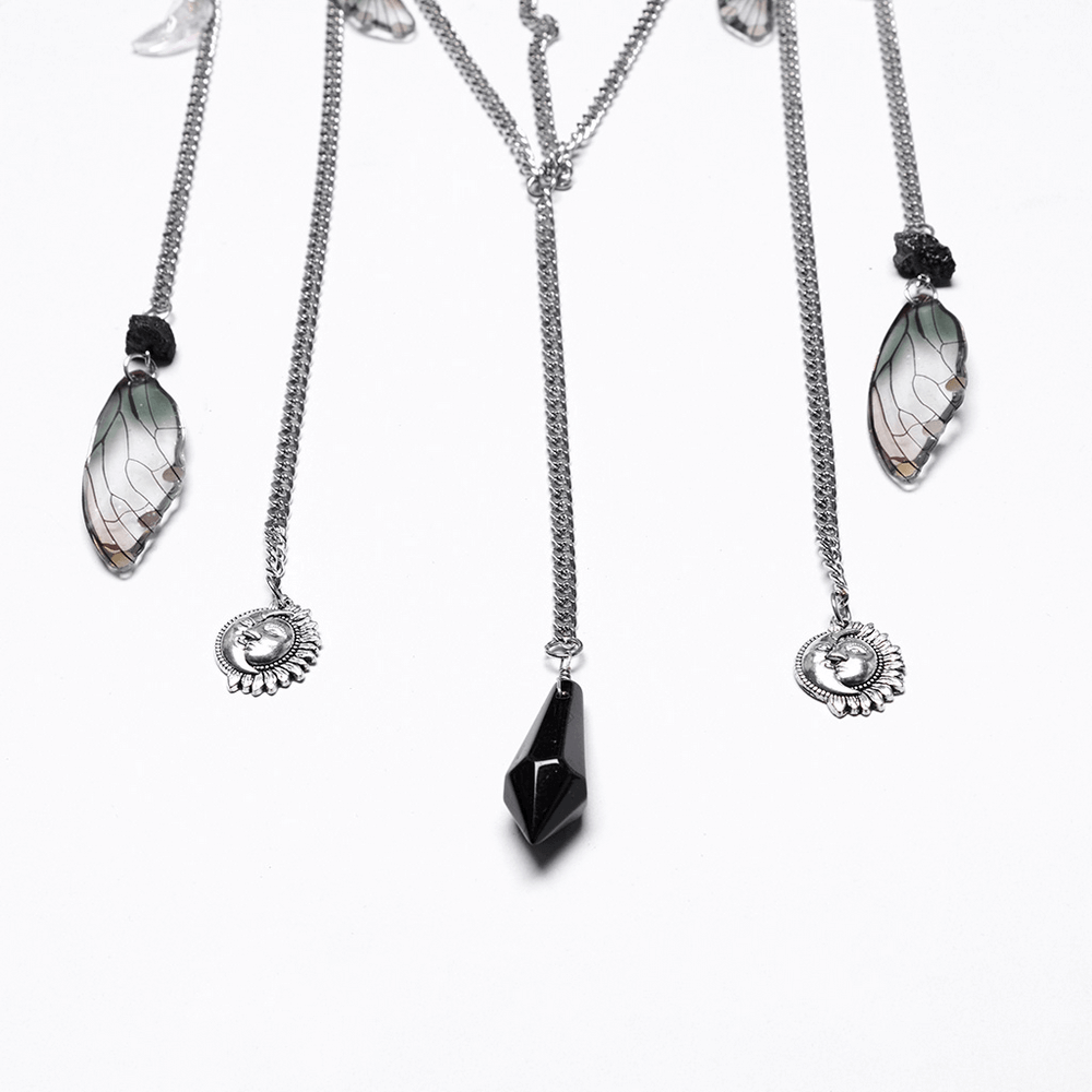 Chic Gothic Black Crystal Headband Featuring Tassel Accents