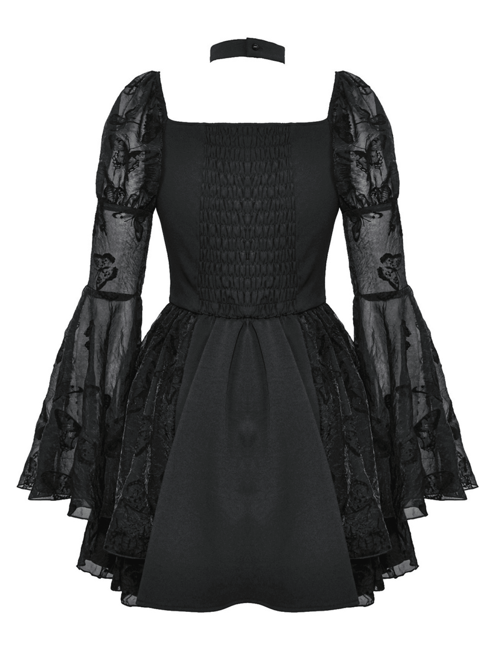 Chic Gothic Mini Dress with Delicate Butterfly Details