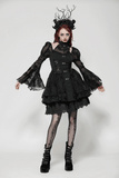 Chic Gothic Mini Dress with Delicate Butterfly Details