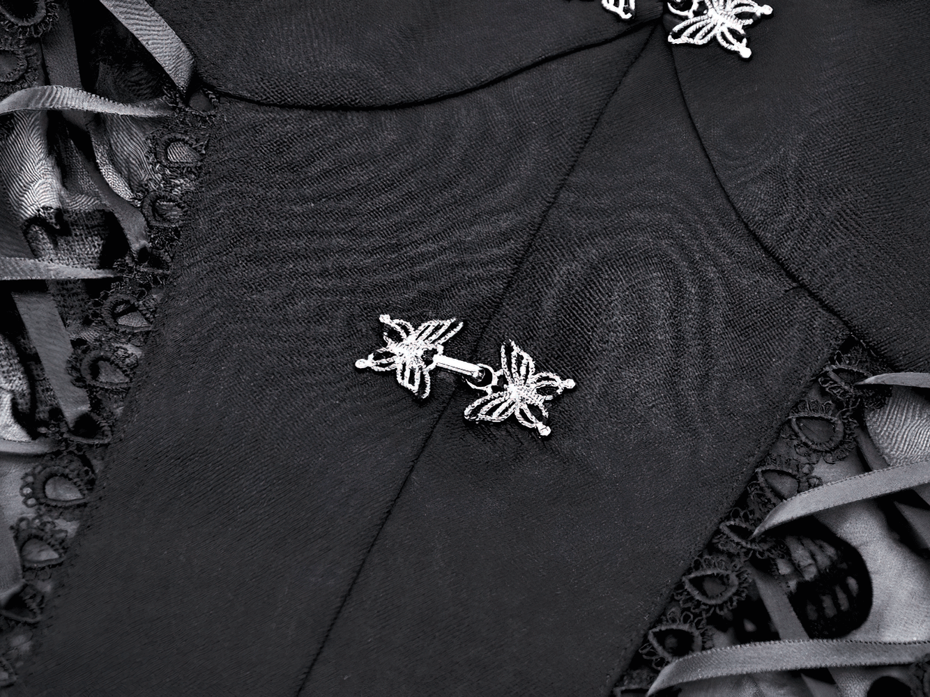 Chic Gothic Mini Dress with Delicate Butterfly Details