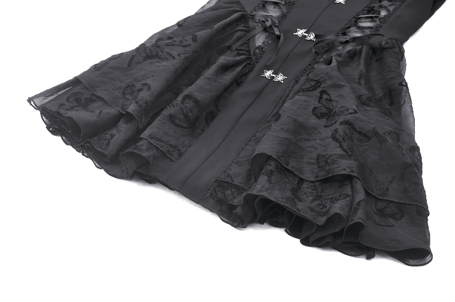 Chic Gothic Mini Dress with Delicate Butterfly Details