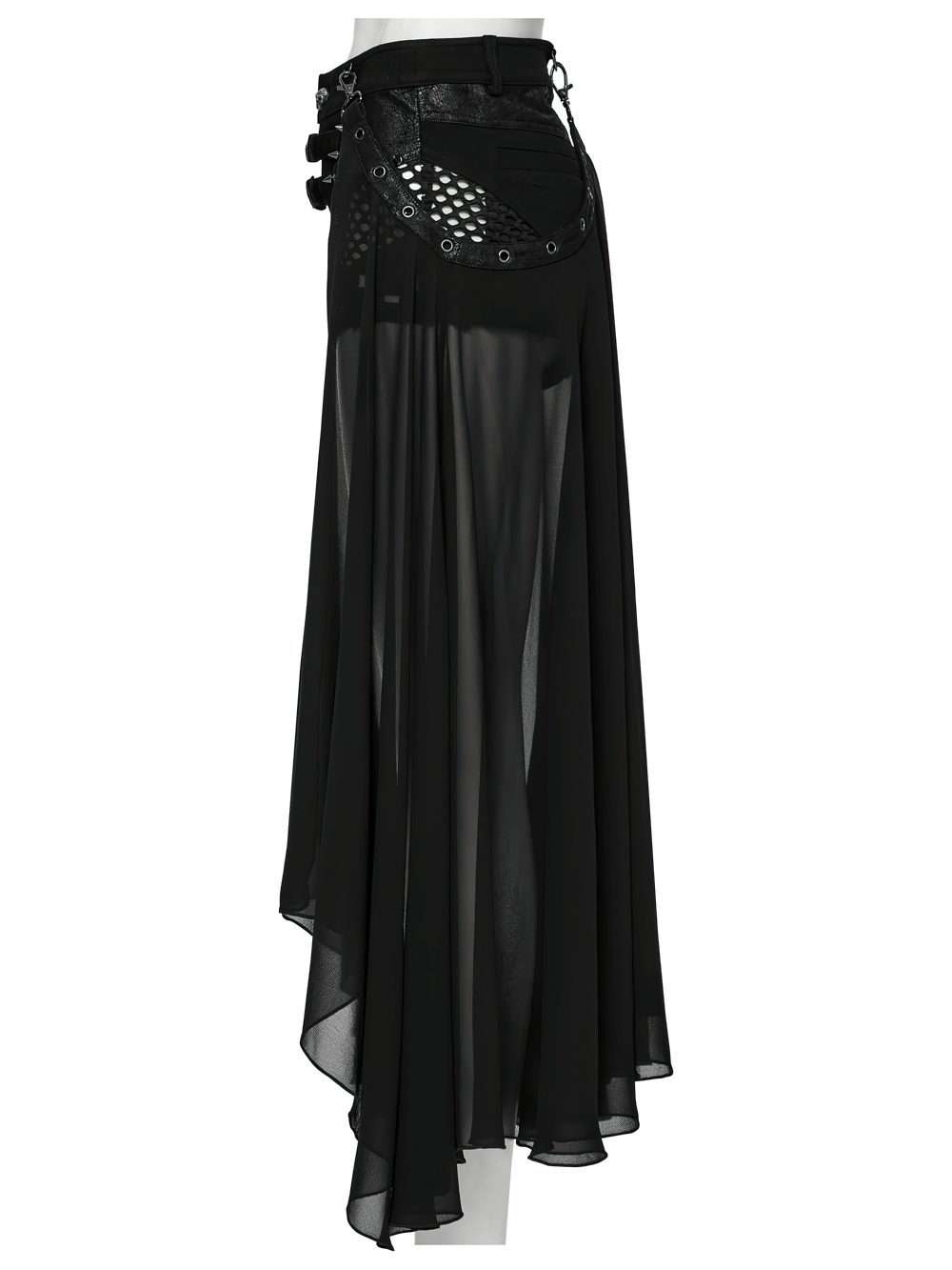 Chic Gothic Shorts with Removable Chiffon Cape Detail