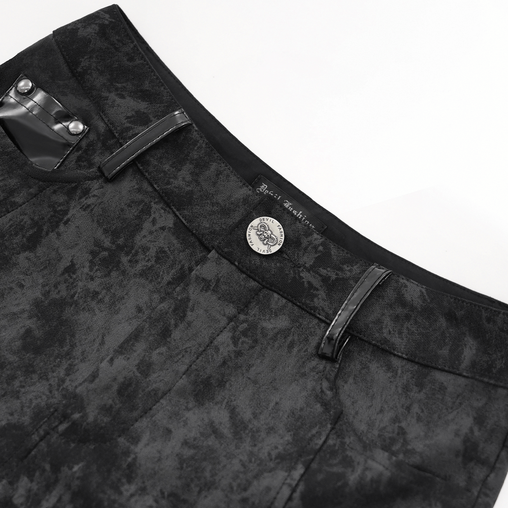 Chic Gothic Trousers with Side Buckles and Pockets