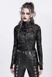 Chic Halter Corset Top with Buckle Straps and Zipper Front
