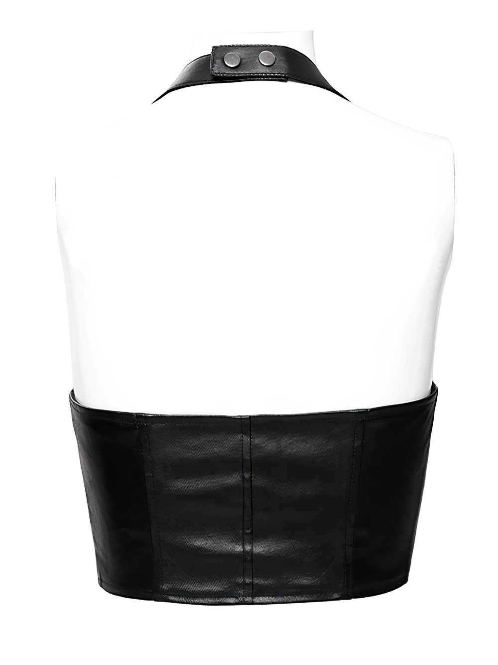 Chic Halter Corset Top with Buckle Straps and Zipper Front