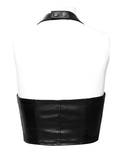 Chic Halter Corset Top with Buckle Straps and Zipper Front