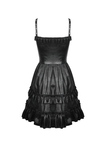 Chic Leather Dress with Ruffled Layers and Belt