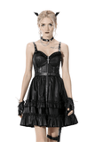 Chic Leather Dress with Ruffled Layers and Belt