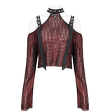 Chic Off-Shoulder Halter Top with Pentagram And Buckle