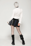 Chic Plaid and Striped Skirt with Faux Leather Waist