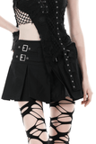 Chic Pleated Mini Skirt featuring Punk Rock Buckle Accents