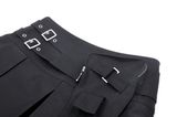 Chic Pleated Mini Skirt featuring Punk Rock Buckle Accents