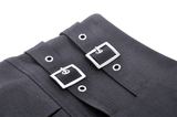 Chic Pleated Mini Skirt featuring Punk Rock Buckle Accents