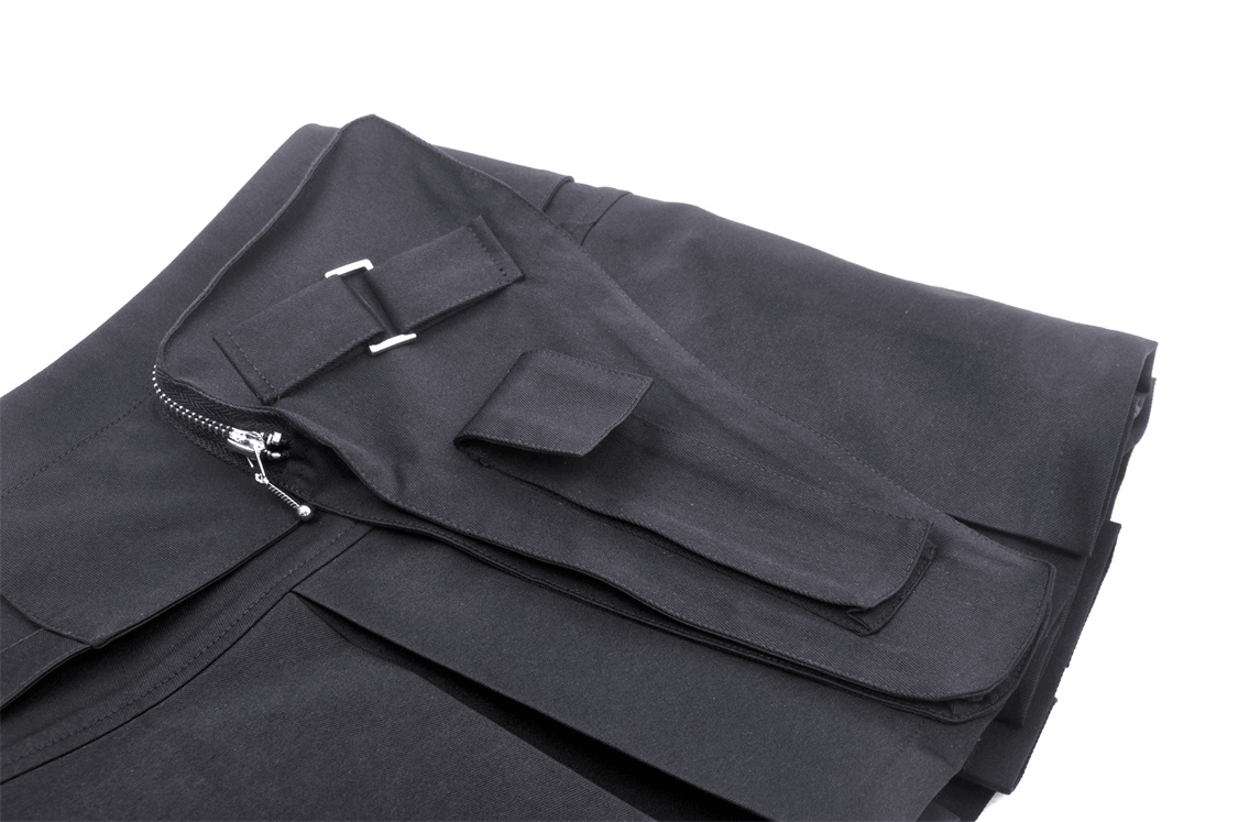 Chic Pleated Mini Skirt featuring Punk Rock Buckle Accents