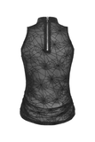 Chic Punk Sleeveless Tee with Spiderweb Mesh