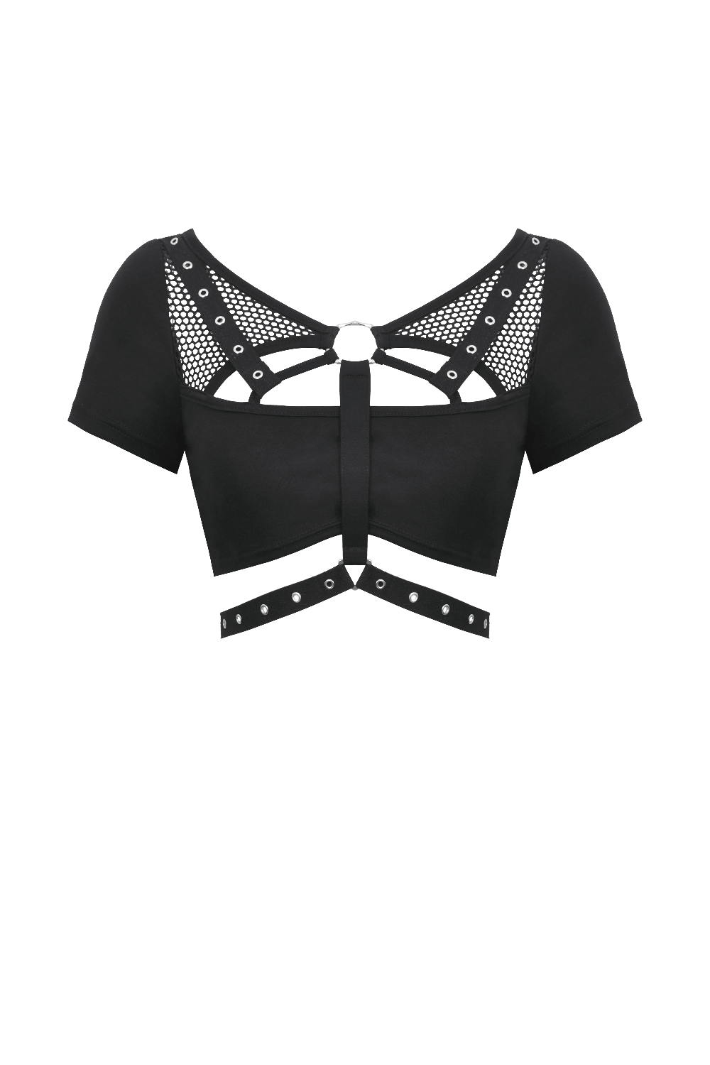 Chic Punk Women's Crop Top with Metallic Details