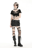 Chic Punk Women's Crop Top with Metallic Details