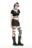 Chic Punk Women's Crop Top with Metallic Details