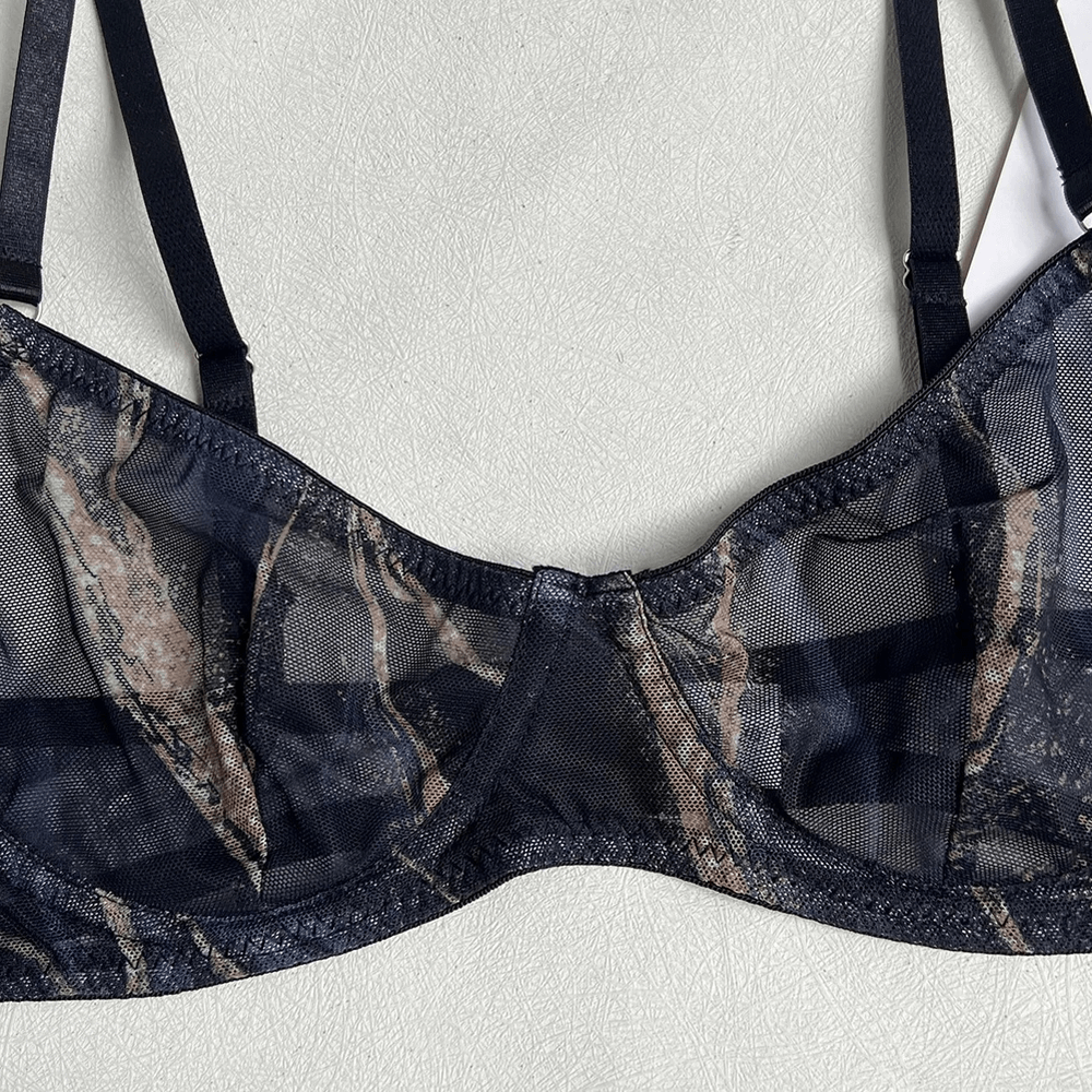 Chic Sheer Mesh Lingerie Set with Garter Belts and Gloves - EVE's SECRETS