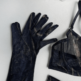 Chic Sheer Mesh Lingerie Set with Garter Belts and Gloves - EVE's SECRETS