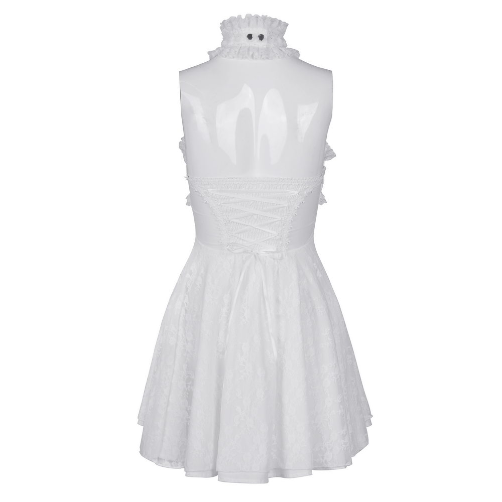 Chic White Halter Dress for Women with Ruffle Accents