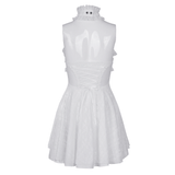 Chic White Halter Dress for Women with Ruffle Accents