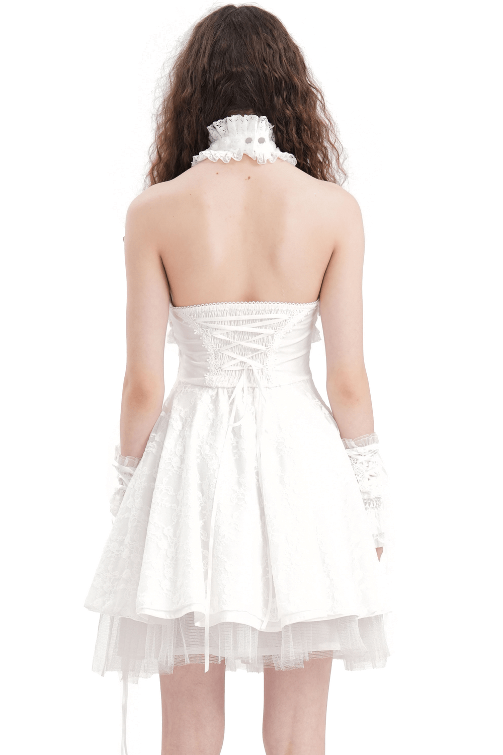 Chic White Halter Dress for Women with Ruffle Accents
