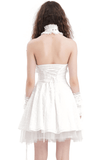 Chic White Halter Dress for Women with Ruffle Accents